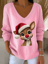 🦌Buy 3 Get 15% Off🦌Women's Christmas Print Knit Long Sleeve Top