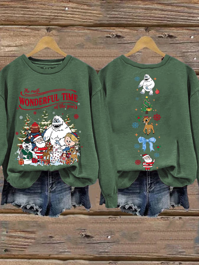 🦌Buy 3 Get 15% Off🦌Retro Christmas The Most Wonderful Time Of The Year Print Sweatshirt