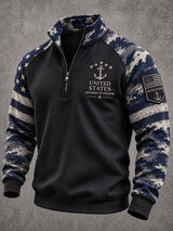 Men's Navy Veteran Print Casual Sweatshirt