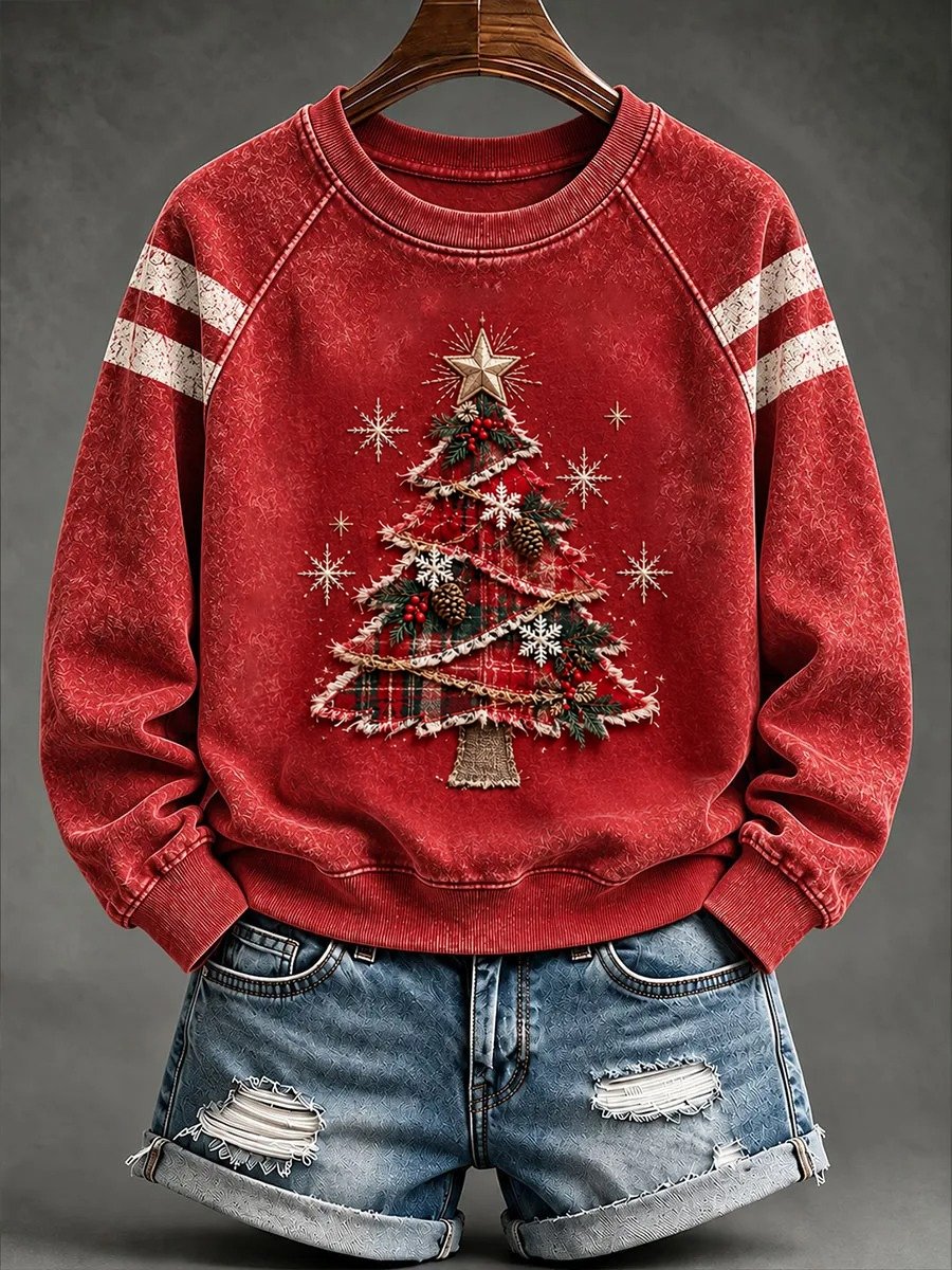 Women's Christmas Comfortable Raglan Sleeve Crew Neck Sweatshirt