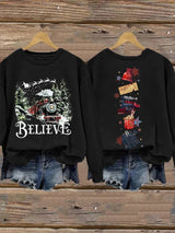 🦌Buy 3 Get 15% Off🦌Retro Christmas Believe Print Sweatshirt