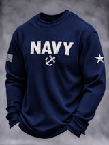 Men's Veteran-Print Casual Sweatshirt