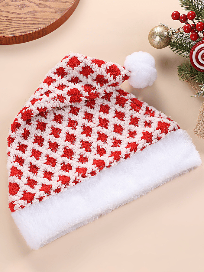 🦌Buy 3 Get 15% Off🦌Christmas Rhombus Plush Bright Silk Christmas Hat