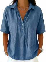 New Arrival 🔥Women's Classic Linen Shirt Collar Short Sleeve Shirt T Shirts