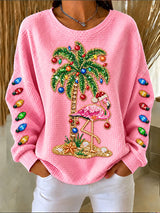 Women's Flamingo Christmas Printed Casual Sweatshirt