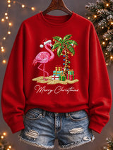 Women's Flamingo Christmas Print Casual Sweatshirt