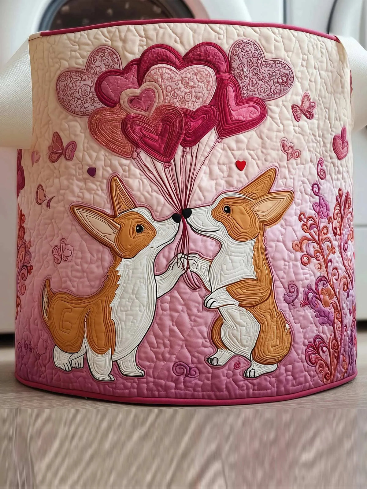 Balloon Corgis  Quilted Laundry Basket