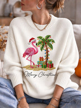 Women's Flamingo Christmas Print Sweatshirt
