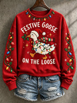 Women's Retro Christmas Print Hoodie