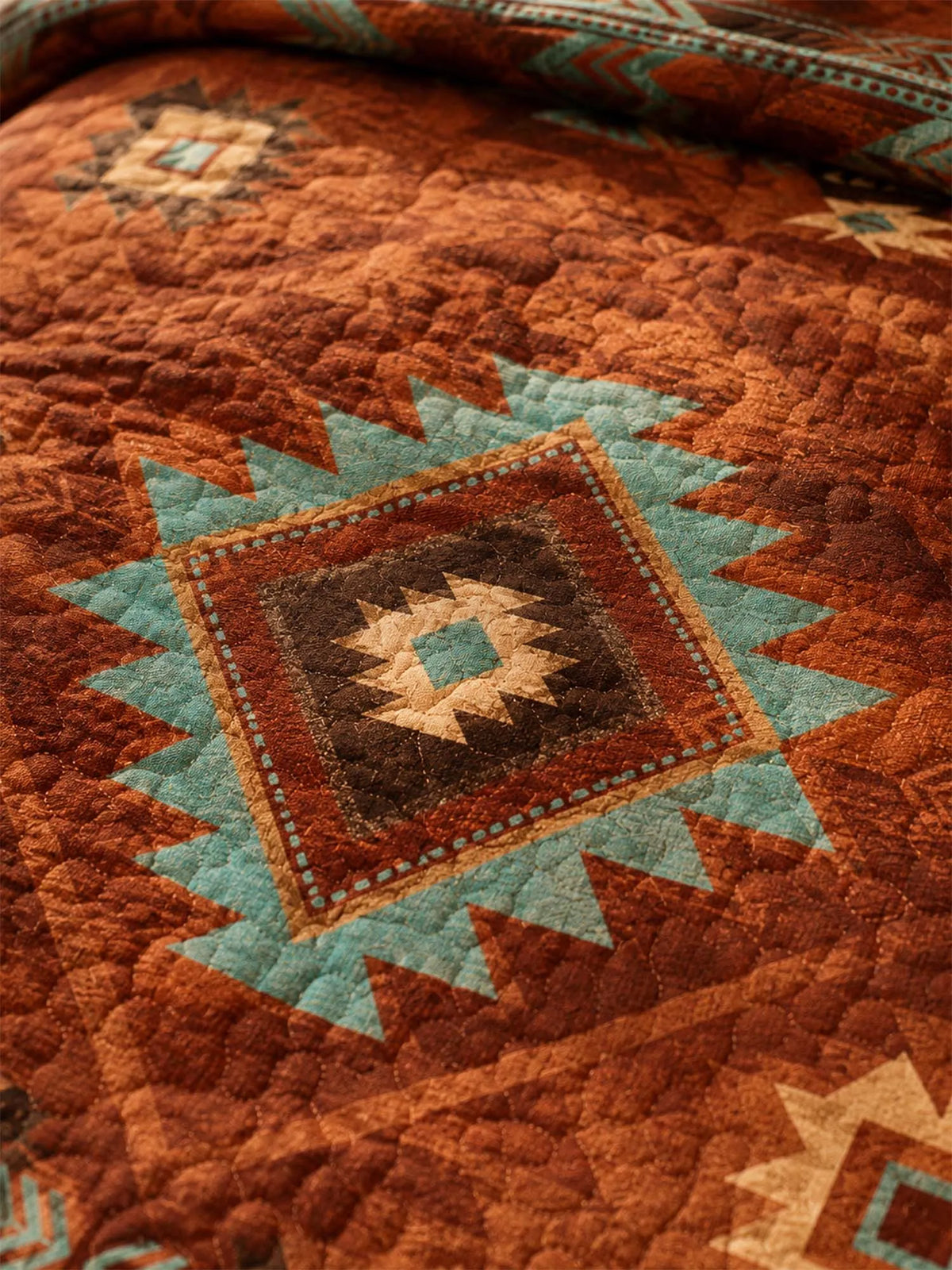Southwestern Aztec Quilted 3-Piece Bedding Set – Rustic Luxury Quilted ...
