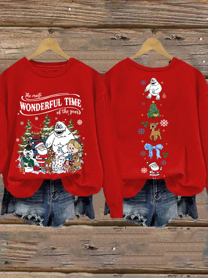 🦌Buy 3 Get 15% Off🦌Retro Christmas The Most Wonderful Time Of The Year Print Sweatshirt