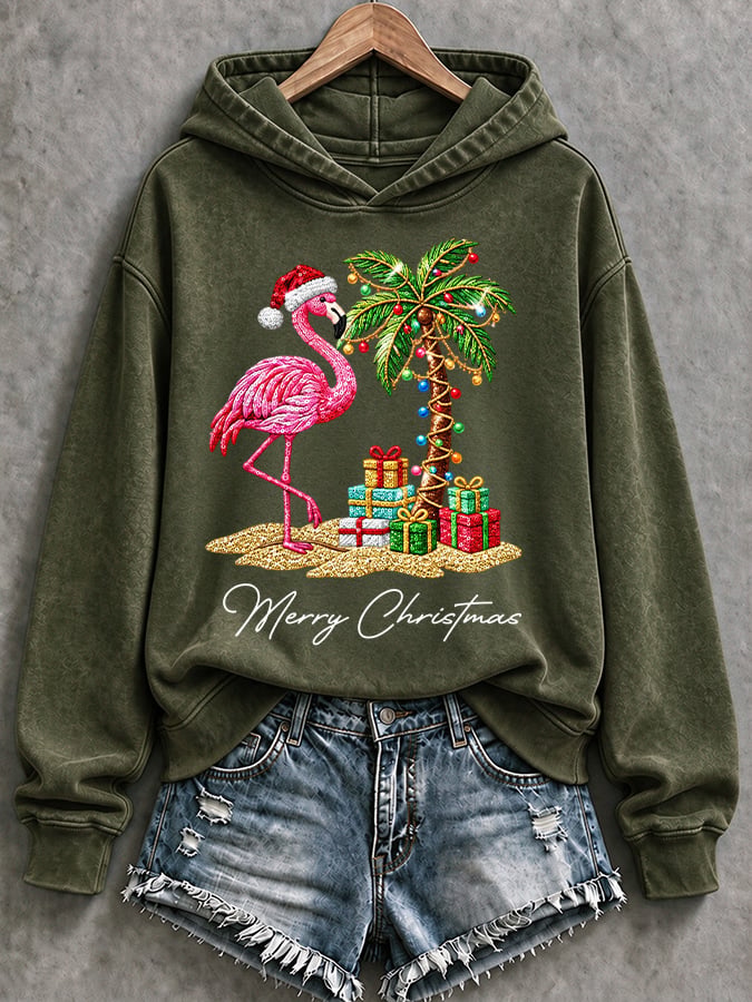 Women's Flamingo Christmas Print Casual Sweatshirt