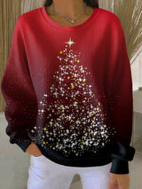 Retro Christmas Stars Gradient Print Sweatshirt