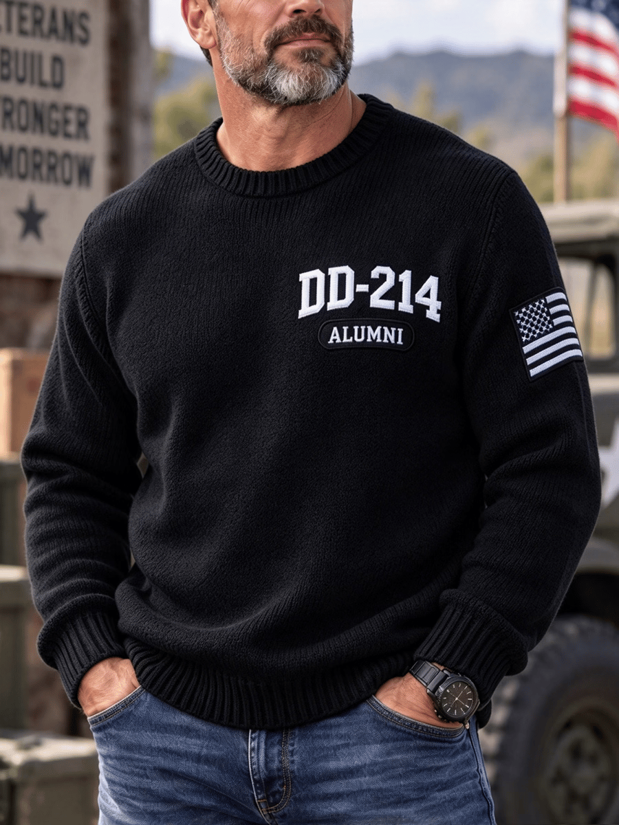 Men's Veteran DD-214 Print Casual Sweater