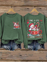 🦌Buy 3 Get 15% Off🦌Retro Christmas Funny Snowman I'm Fine, It's Fine Just Having A Meltdown Print Sweatshirt