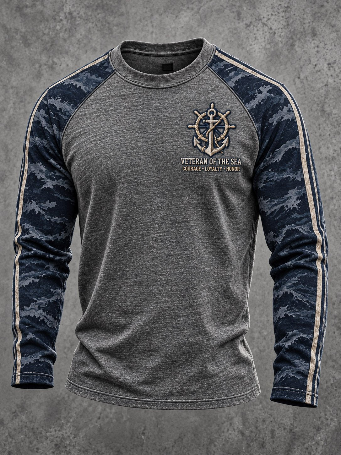Men's Navy Veteran Print Casual Top