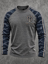 Men's Navy Veteran Print Casual Top