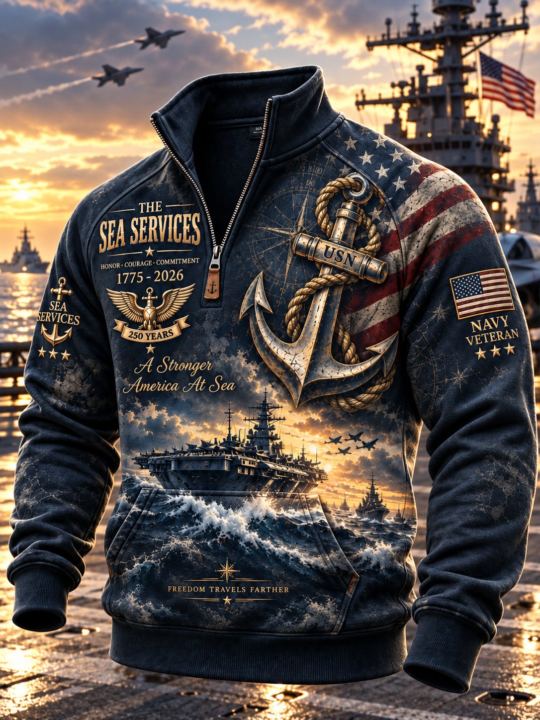 Men's US Navy Printed Hoodie