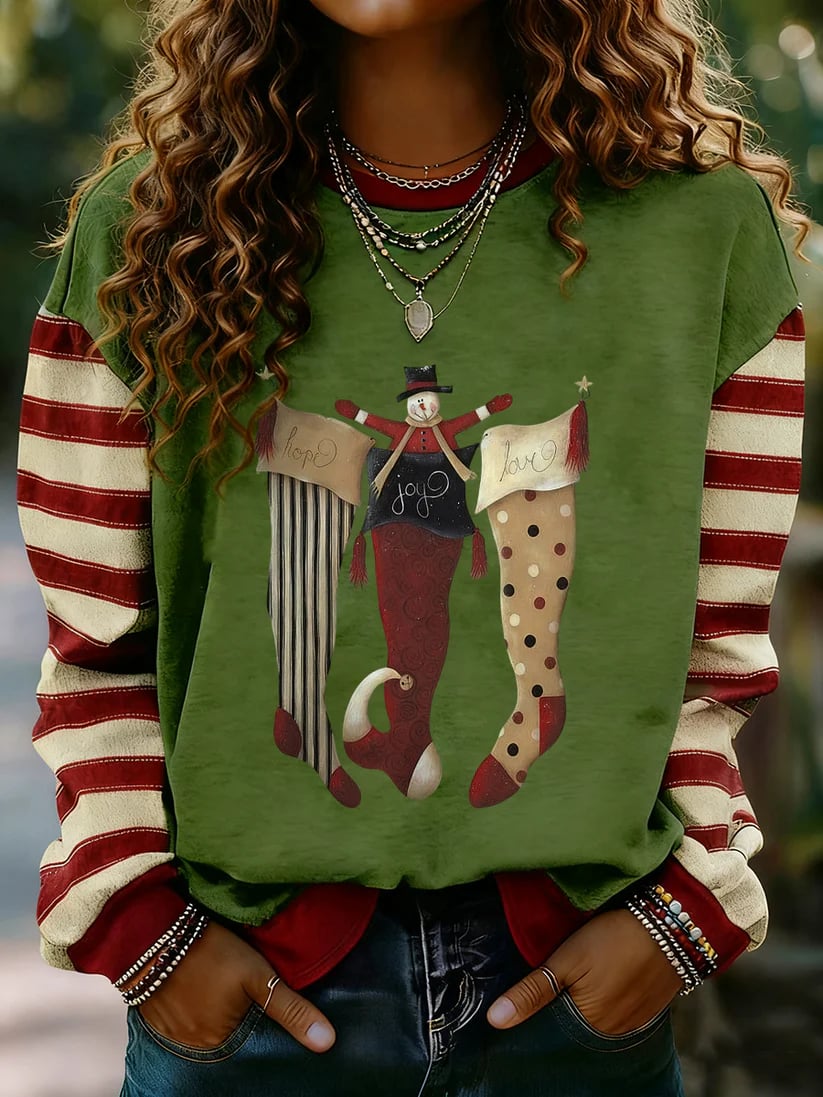 🦌Buy 3 Get 15% Off🦌Women's Merry Christmas Striped Print Casual Sweatshirt