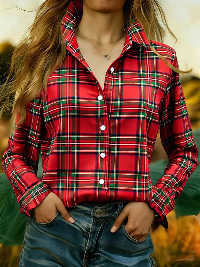 🦌Buy 3 Get 15% Off🦌Women's Casual Plaid Print Long Sleeve Shirt
