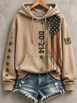 Women's Casual Veteran-Print Hoodie