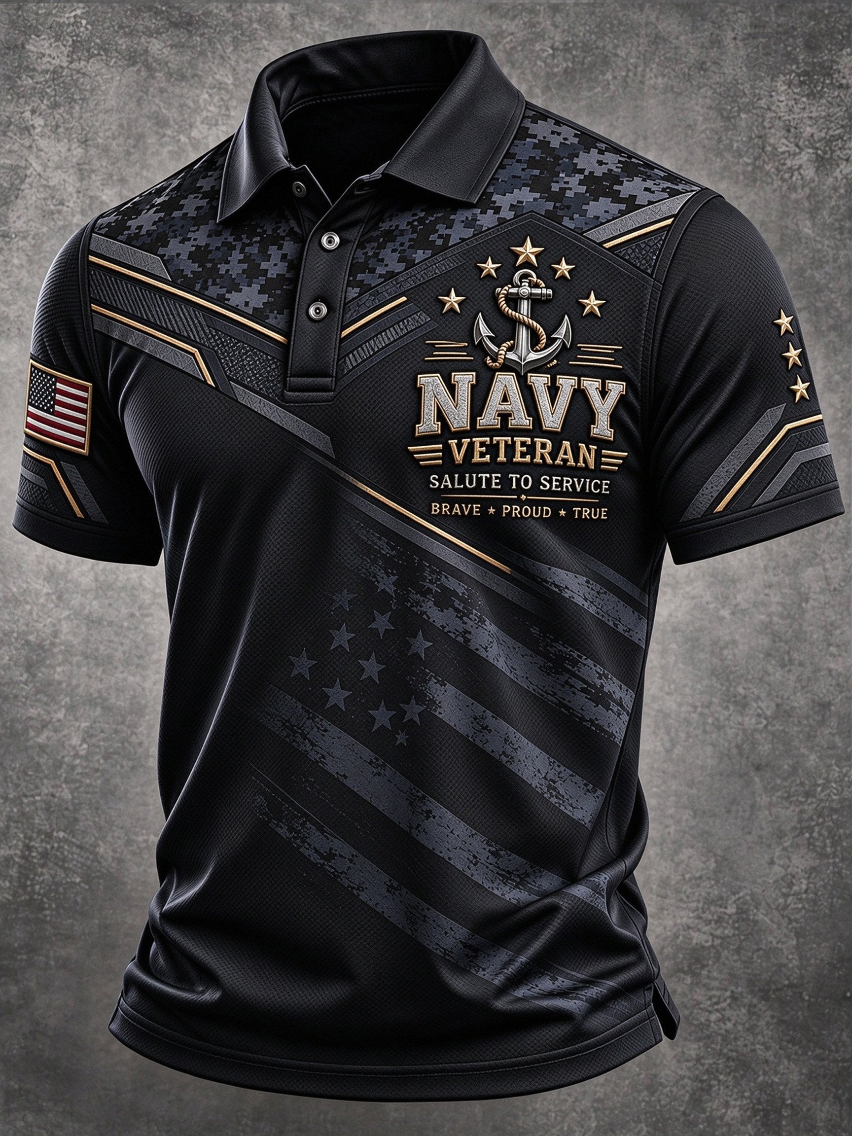 Men's Veteran Print Polo Shirt