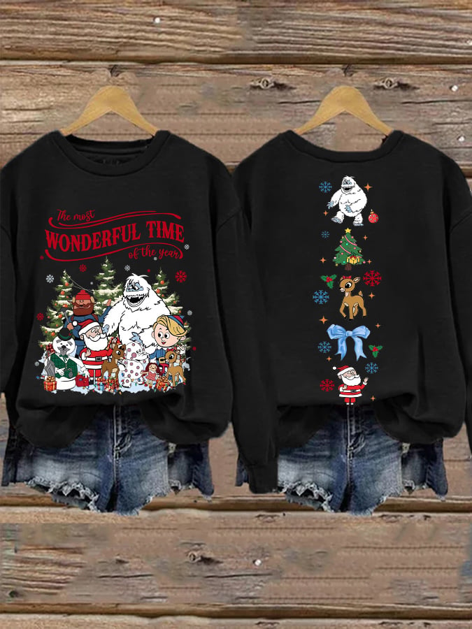 🦌Buy 3 Get 15% Off🦌Retro Christmas The Most Wonderful Time Of The Year Print Sweatshirt