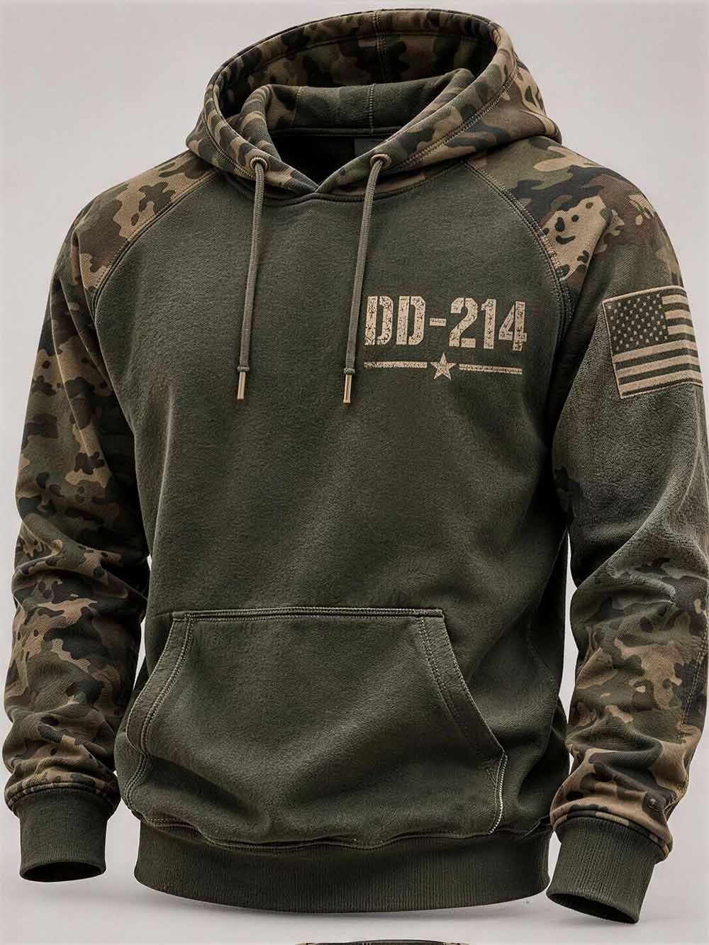 Men's Casual Veteran-Print Hoodie