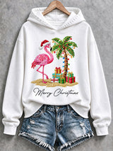Women's Flamingo Christmas Print Casual Sweatshirt