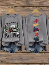 🦌Buy 3 Get 15% Off🦌Retro Christmas Believe Print Sweatshirt