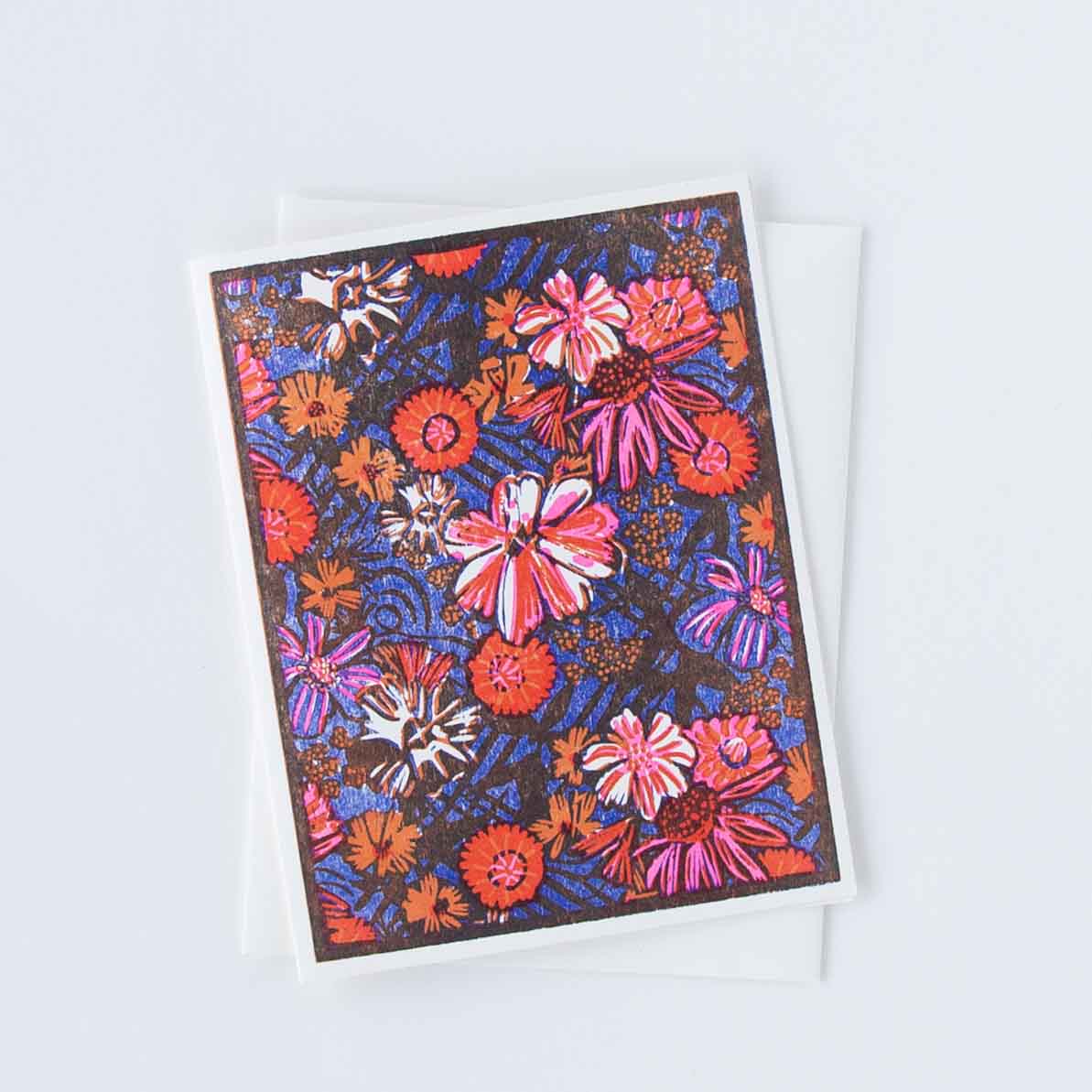 Blooming Trellis (Blue) Everyday Letterpress Card