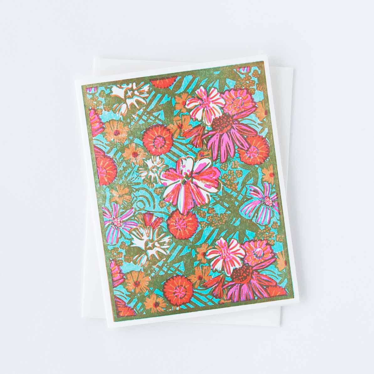 Blooming Trellis (Cyan) Everyday Letterpress Card