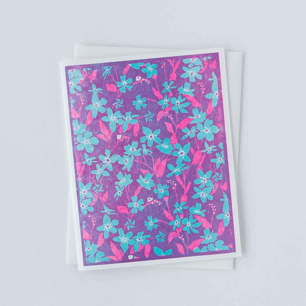 Forget Me Not (Cyan) Letterpress Card