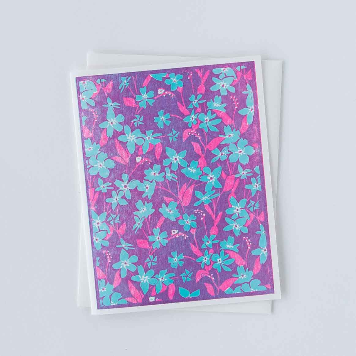 Forget Me Not (Cyan) Letterpress Card