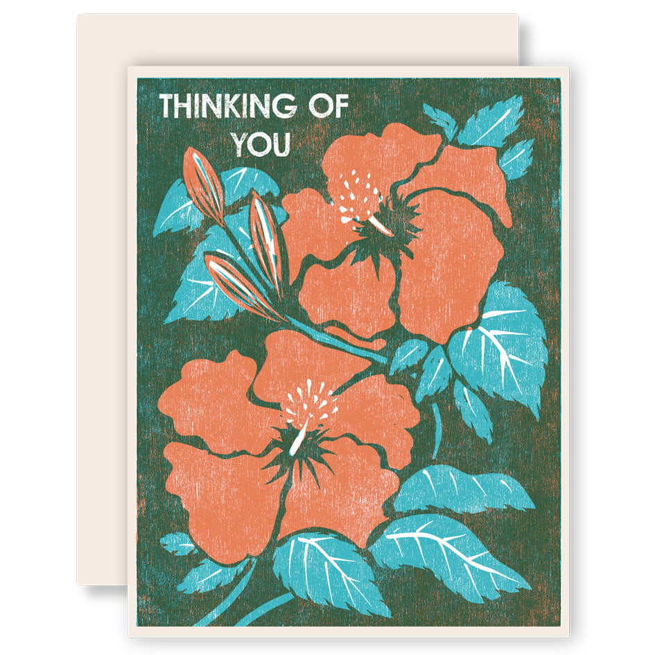Thinking of You (Hibiscus) Letterpress Card