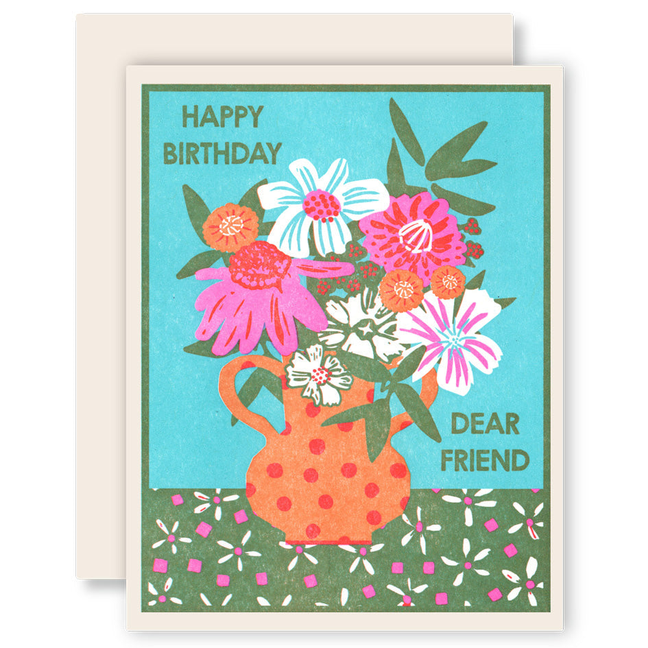 Happy Birthday Dear Friend Letterpress Card