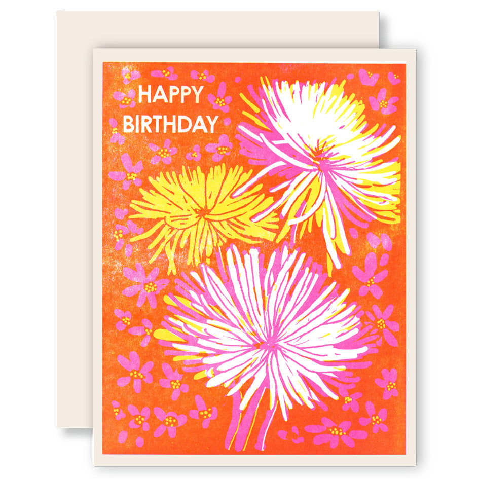 Happy Birthday (Chrysanthemum) Letterpress Card