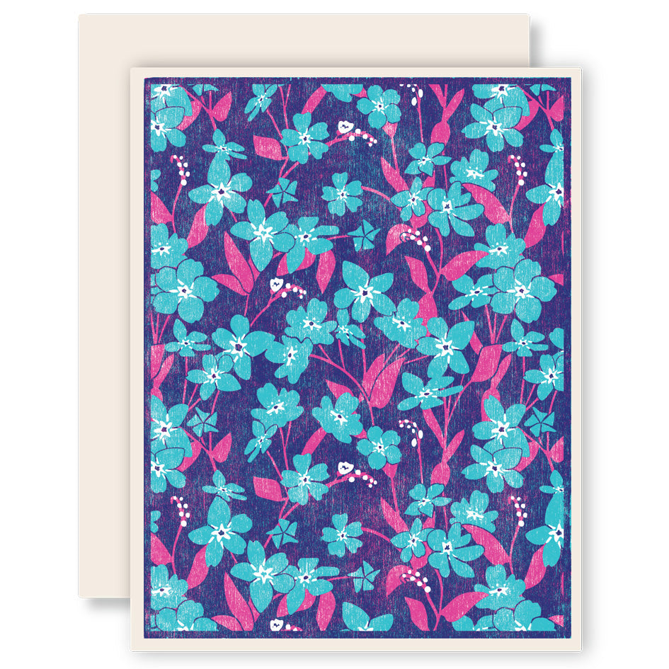 Forget Me Not (Cyan) Letterpress Card