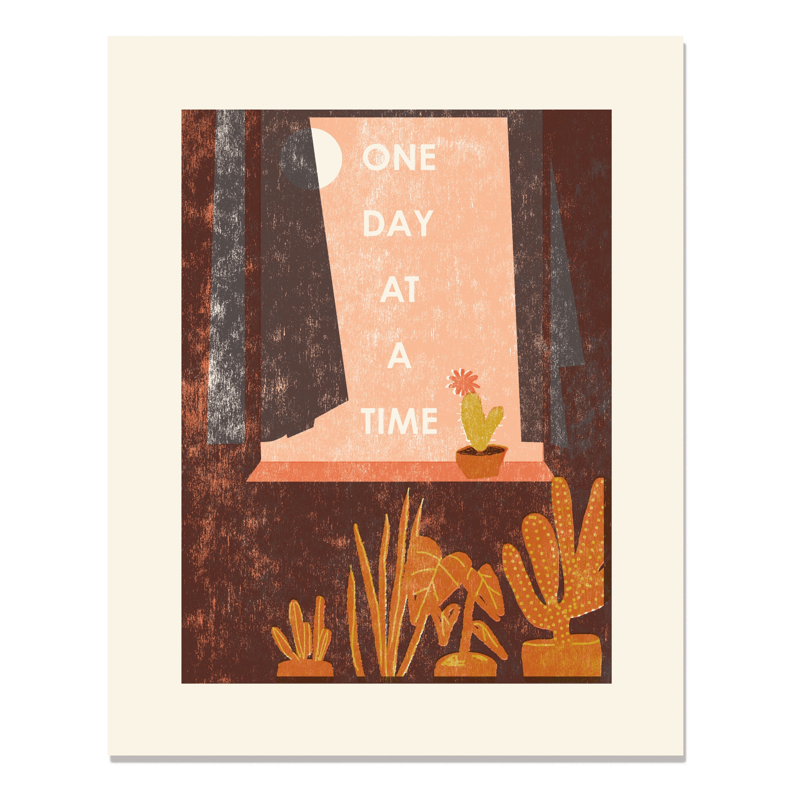 One Day at a Time Letterpress Art Print