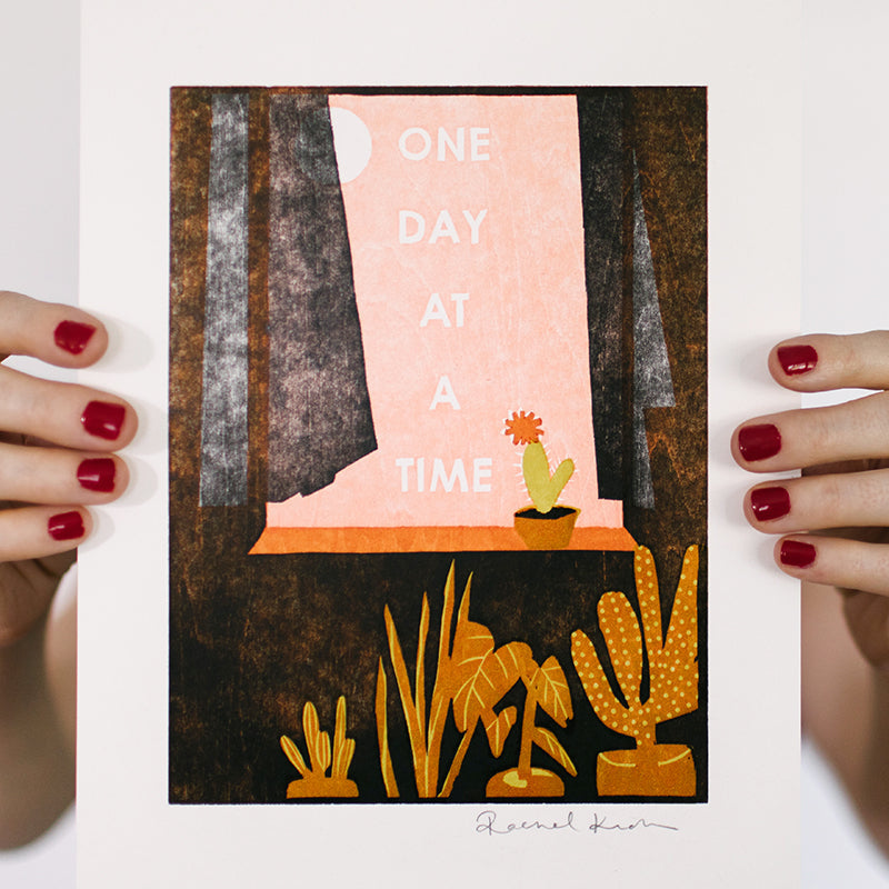 One Day at a Time Letterpress Art Print