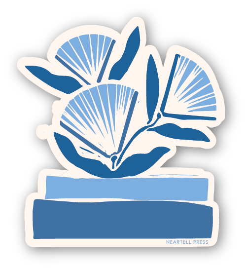 Book Flowers (Blue) Ecofriendly Sticker