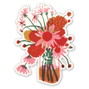 Glass Jar Bouquet Ecofriendly Sticker