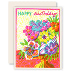Happy Birthday (Tropical Floral Cake) Letterpress Card