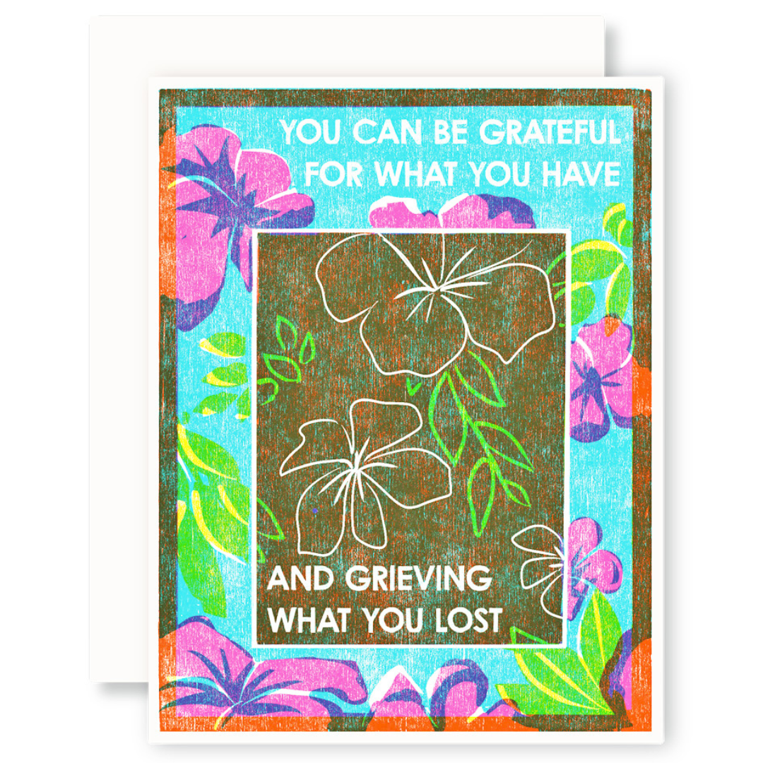 Grateful and Grieving (Tropical Flowers) Sympathy Card