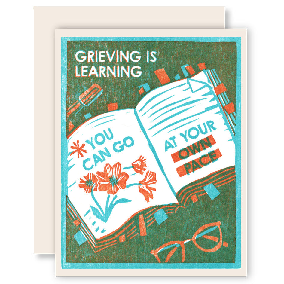 Grieving is Learning (Book) Letterpress Sympathy Card