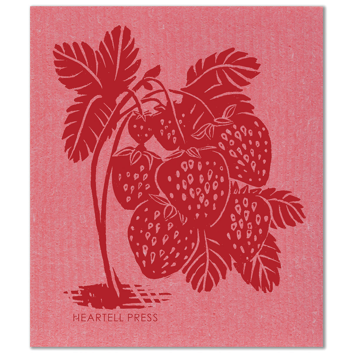 Screen Printed Red Strawberries Sponge Cloth