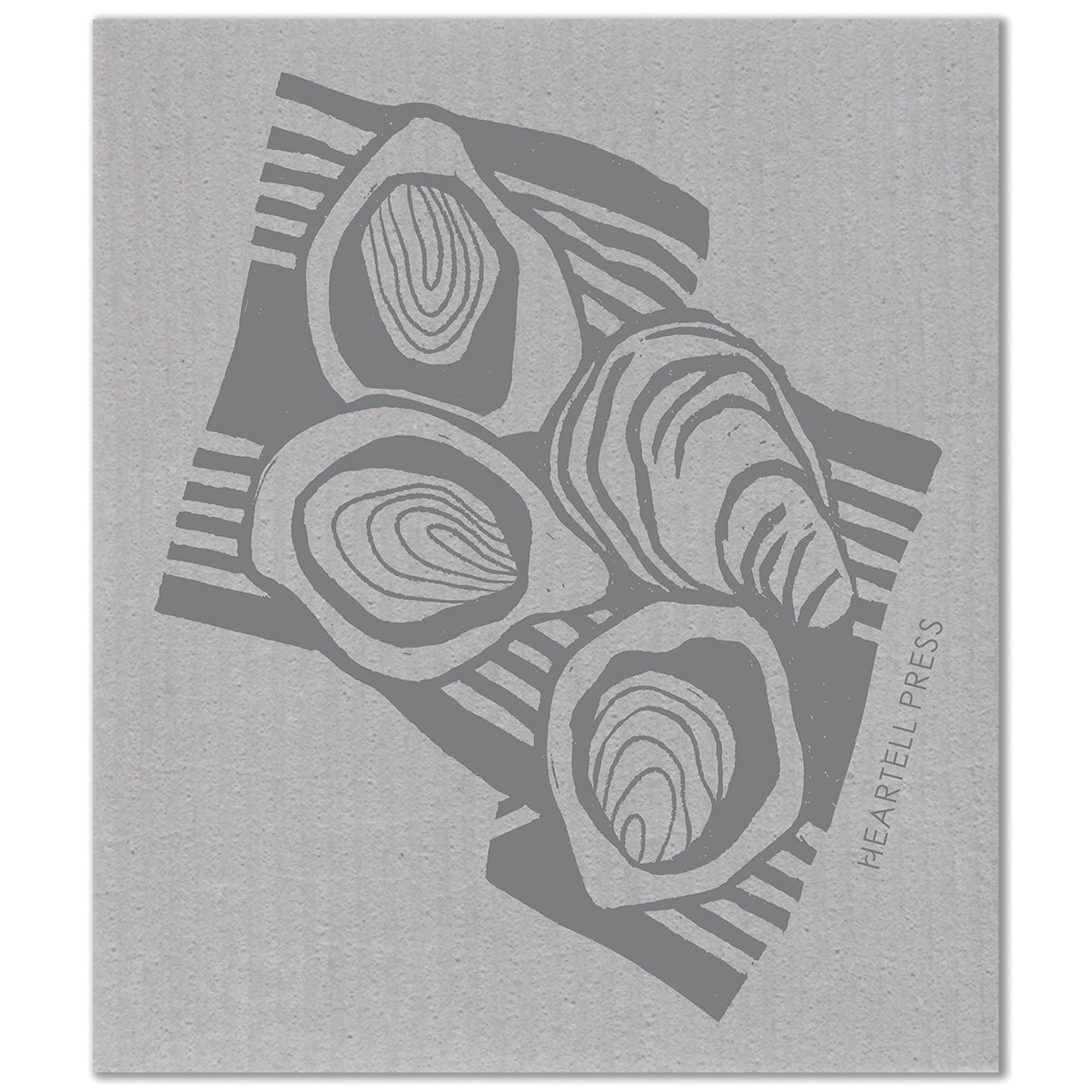 Screen Printed Gray Oysters Sponge Cloth