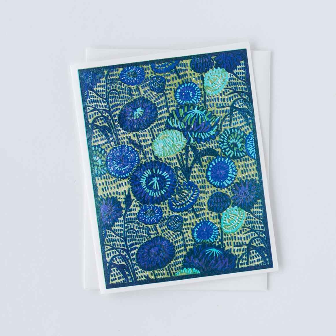 Strawflower (Blue)  Letterpress Card