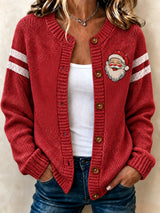 Women's Casual Printed Knit Cardigan