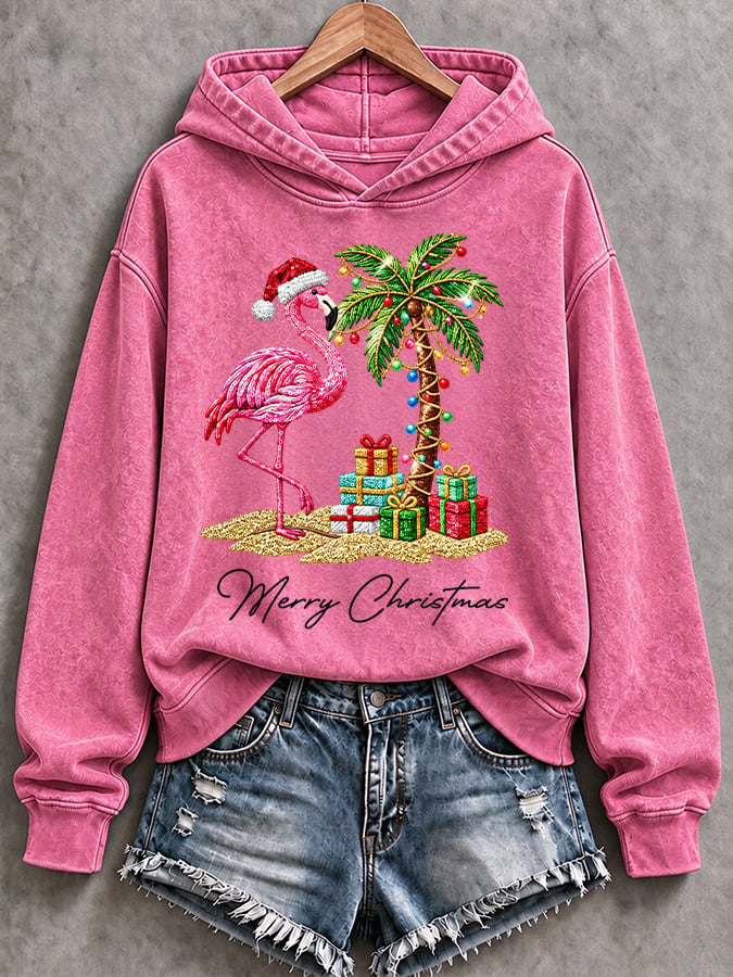 Women's Flamingo Christmas Print Casual Sweatshirt
